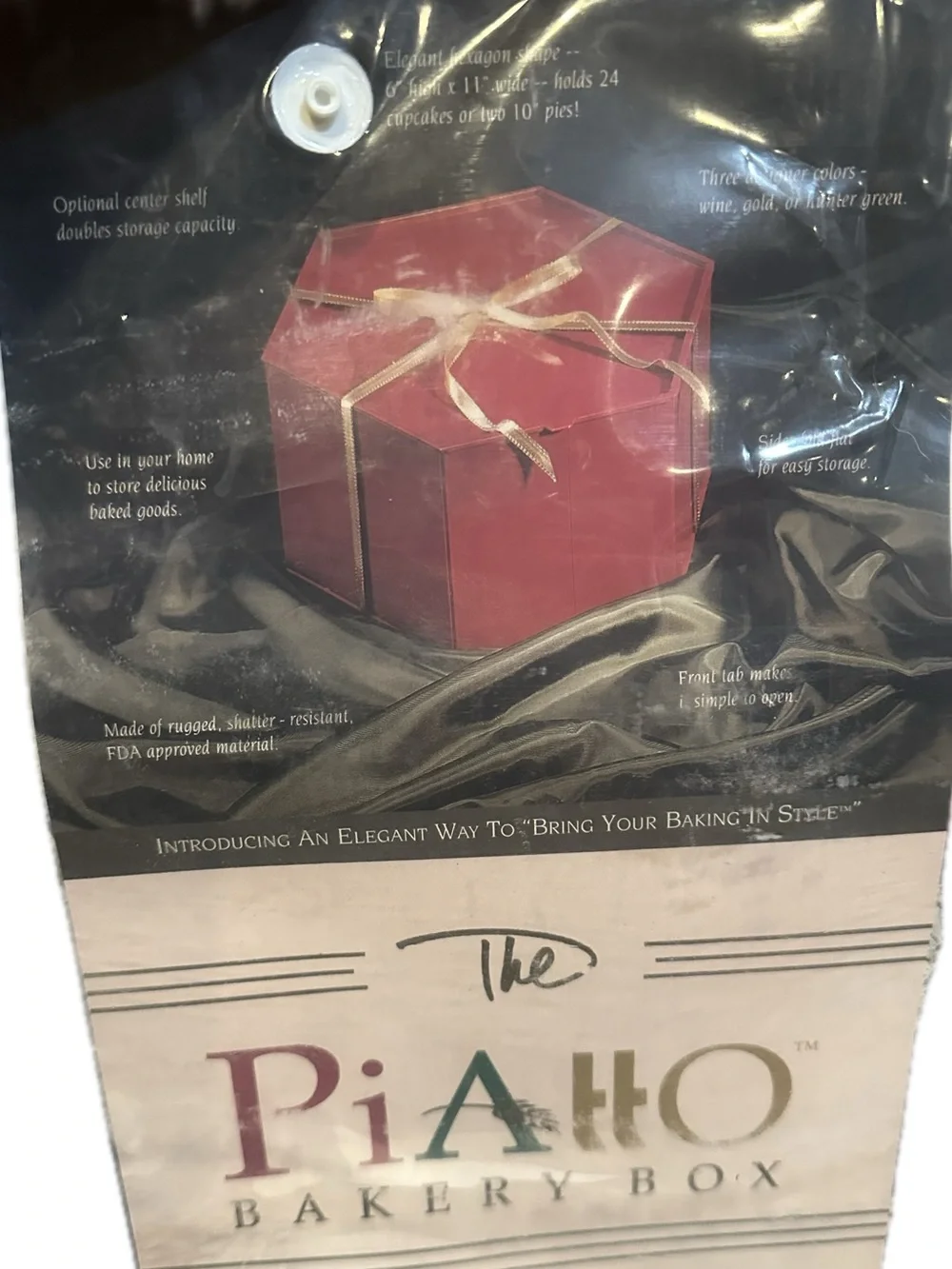 THE PIATTO BAKERY BOX RED CAKE CUPCAKE CARRIER TRANSPORT STORAGE CONTAINER 11”
